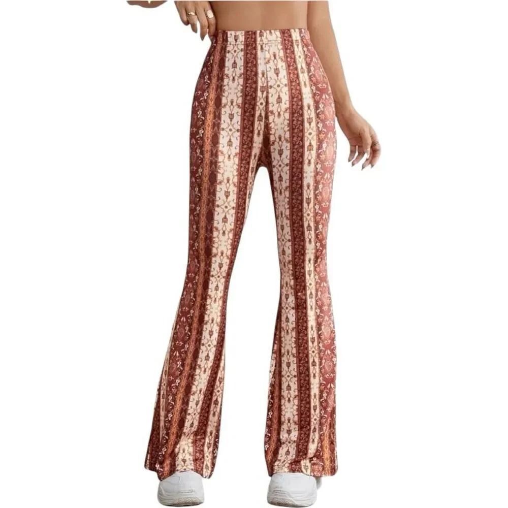 Womens Shein The Luccia Fashion Bell Bottom Boho Palazzo Pants - Sz L